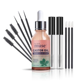 Muse by Elavié Organic Castor Oil Eyelash & Brow Serum – 100% Pure, Cold-Pressed, Hexane-Free Conditioning Oil for Fuller-Looking Lashes & Brows