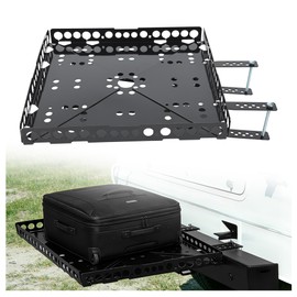 KUAFU RV Cargo Carrier Universal for RVs Campers Trailers Tray Generator Rear Bumper Cargo Luggage Basket Rack Assembly Weighs 15 Pounds and Carries 200 Pound-Feet (Black)