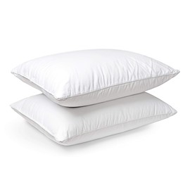Zisa Dreams Luxury Collection Down and Feather Pillow | Hypoallergenic, Extra Loft for Best Head/Neck Support, 100% Dual-Layered Cotton | Set of 2 Queen Pillows