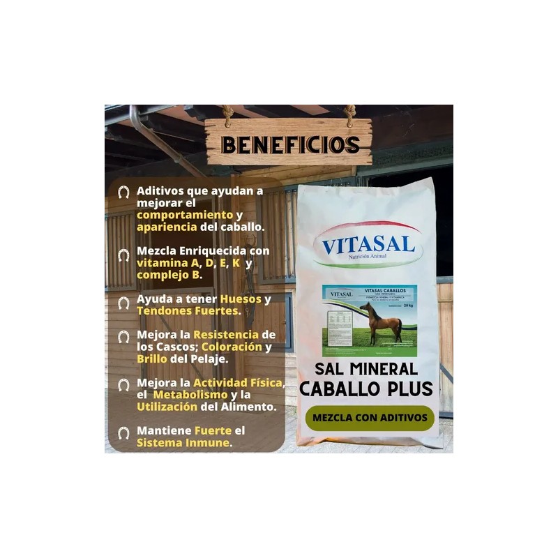 Sal Mineral Plus Para Caballo Vitasal Plus 20 Kilos.