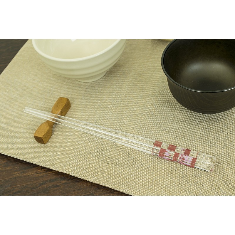 Aoba 523024 Chopsticks, Dishwasher Safe, Clear Chopsticks, Checkered Ultraman, Red,