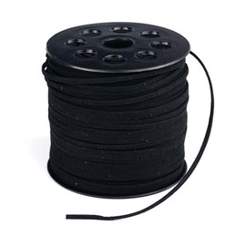 1 Roll Suede Craft Cord, 100 Yards, Faux Suede Leather Thread, Ideal for DIY Jewelry, Dreamcatchers, Sewing Projects and Decorations (Black)