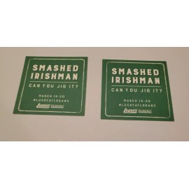 Logan's 2 Logan's Roadhouse Restaurant SMASHED IRISHMAN Beer Coasters St Patrick's Day
