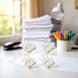 4Pcs 51mm Gold Hollow Out Long Tail Wire Binder Clips Paper Binder Clip Large Binder and Paper Clips Small in Size and Light in Weight, Clips, Clamps, Office Products Tape, Large Binder Clips