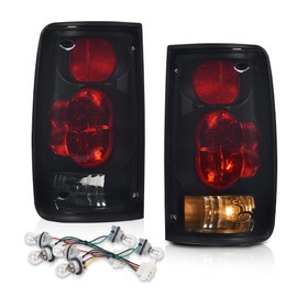 PIT66 Tail Lights Compatible with Toyota Hilux Pickup Truck 1989 1990 1991 1992 1993 1994 1995 Rear Brake Lamps Smoke Lens Black Housing w/Bulbs Left + Right