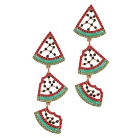 Healeved 1 Pair Stylish Fruit Earrings Colorful Watermelon Studs for Women Rhinestone Ear Drops for Parties and Daily Wear Unique Jewelry for Any Occasion