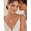 WOAINI Silver Butterfly Pendant Necklace for Women Opal Jewelry Gifts