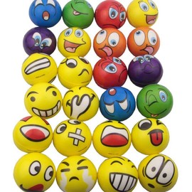 Mydio Set of 24 Stress Balls Stress Reliver Party Favor Soft PU Ball Assorted Colors Random Pattern Party Toys Kids Play Ball Tent Ball Toddler Ball 24 Pack