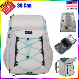 Igloo Maxcold Cooler 30 Can Backpack Insulated With Bungee Ash Gray Aqua NEW