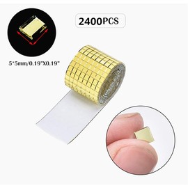 Self Adhesive Real Glass Golden Mirrors Mosaic Tiles Sticker for Craft Square Glass Tiles,2400pcsMirrors 5mm by 5mm