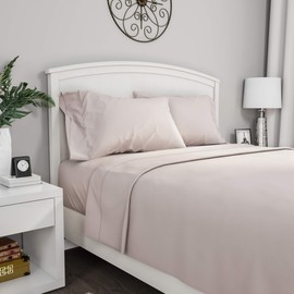 Lavish Home 66-MF75S-T-Bon Brushed Microfiber Set-3 Piece Bed Linens-Fitted & Flat Sheets, Plus A Pillowcase-Wrinkle, Stain & Fade Resistant (Twin, Beige), Bone