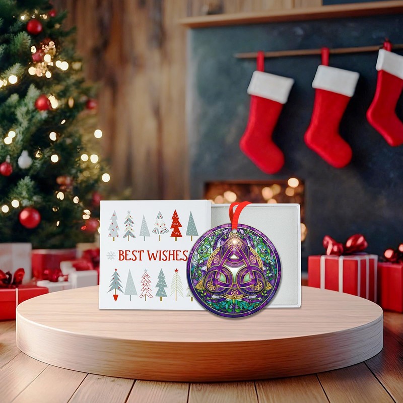 Adorno de Navidad con nudo de triángulo celta para árbol