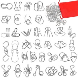 Xrten Set Of 36 Brain Teaser Puzzles,Metal Iq Test Mind Game Steel Puzzle Games,Metal Wire Puzzles For Adults, For Kids,Difficulty Mind Puzzle Lock,Magic Trick Toy