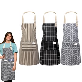 TANGHSE Adjustable Apron Unisex for Cooking - 3 Pack Chef Aprons with Pocket Aprons for Women Men Kitchen Accessories for Butchers BBQ Restaurant Coffee house Baking Cleaning Gardening Tailoring