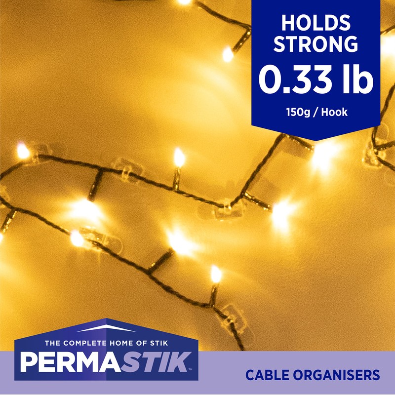 Permastik Removable Adhesive Wire Clips, Holds 0.6 Pounds Each, 108