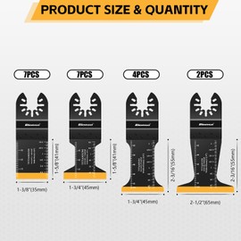 Bionso 20PCS Titanium Oscillating Tool Blade, Professional Universal Multitool Blades for Wood Metal, Multi Tool Blades Kits, Oscillating Saw Blades Fit Dewalt Milwaukee Ryobi Makita Rockwell Worx Wen