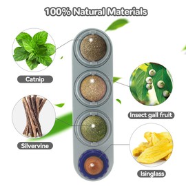 Aucenix Catnip Ball, Pack of 4 Natural Catnip Balls Toy for Cats Licking, Rotating Teeth Cleaning, Dental Cat Toy, Catnip Toy for Kittens (Grey)