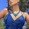 BriLove Women's Costume Elegant Crystal Flower Scroll Teardrop Statement Necklace