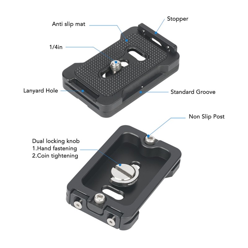 Adjustable Quick Release Plate with Anti Twist Clamp Tripod Adapter