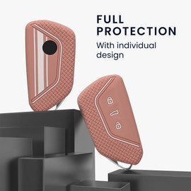 kwmobile Silicone Key Fob Cover Compatible with VW Golf 8 3 Button Car Key