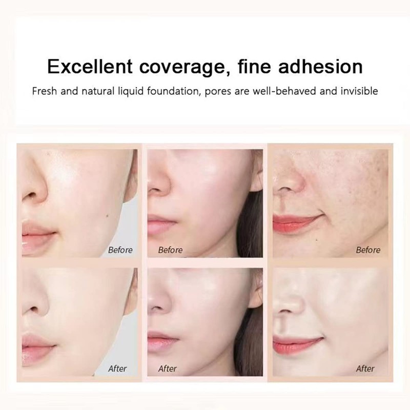 Liquid Foundation, Full Coverage, New Formula, Flawless Makeup Base Cream,