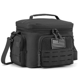 QT&QY Tactical Lunch Box for Men Expandable 18L Heavy Duty Military Insulated Cooler Bag, Leakproof Thermal Lunch Bag for Work Camping Outdoor Picnic Pail Adult Meal MOLLE Webbing Green
