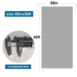 NeatiEase Window Screen Roll, 59"x50' Adjustable Flexible Fiberglass Screen Door Mesh - DIY Replacement Kit for Patio Porch Door Windows and Sliding Screen Doors(Gray)
