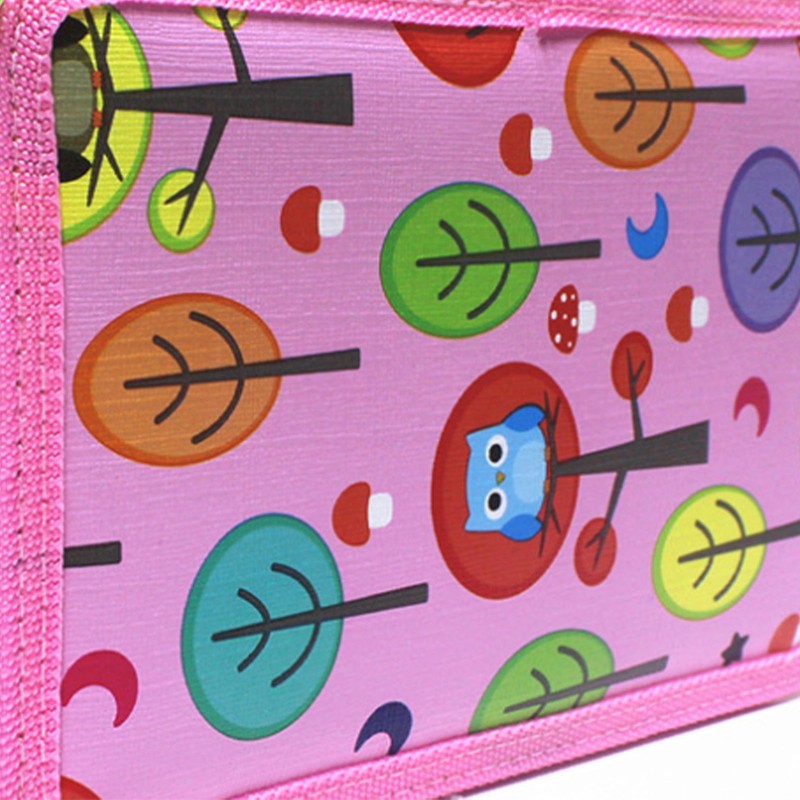Large Pencil Case Cartoon Pink 4 Tiers 72 Holes Impact