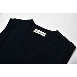 SMINLING Pinker Kids Boys Girls Sweater Vest V-Neck School Uniform Soft Knitted Cotton Top(Dark Navy,7-8Years)