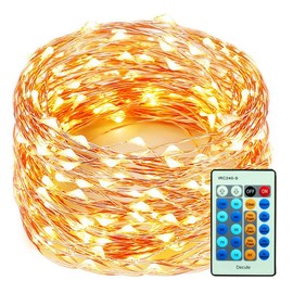 99 Feet 300 LED Copper Wire Christmas String Lights Dimmable with Remote Control, Decute Fairy Starry Lights with UL Cerficated Decorative for Party Wedding Bedroom Christmas Tree, Warm White