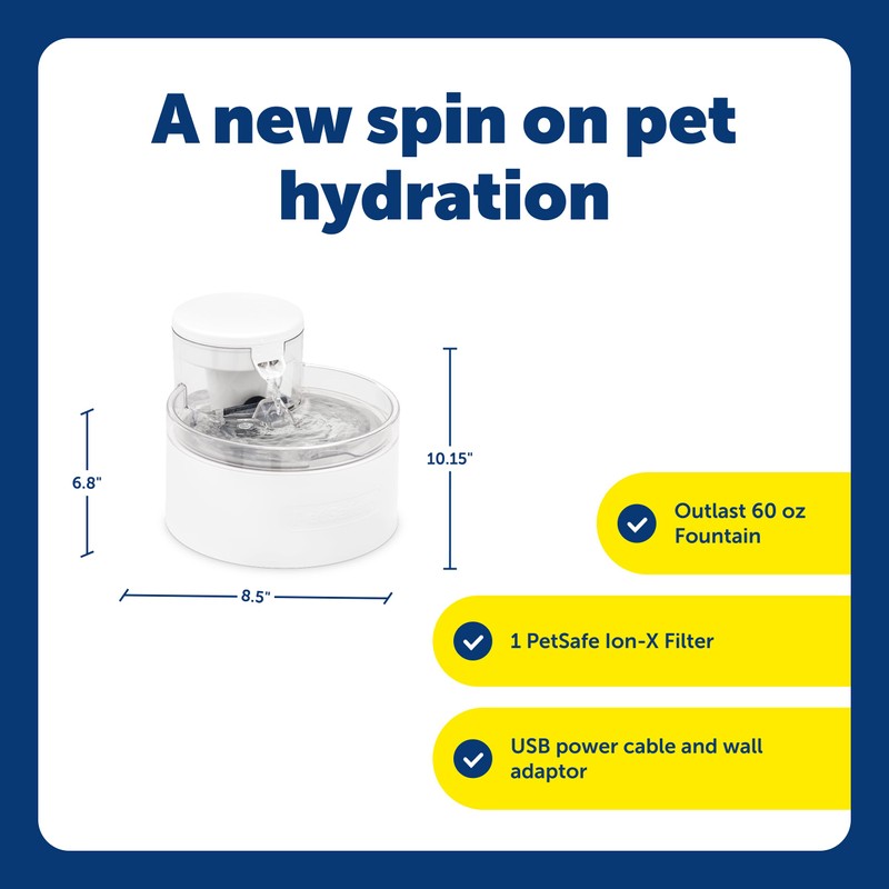 PetSafe Outlast Cat Fountain - Encourages Healthy Hydration - Pump-Free