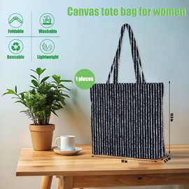 Aesthetic Japanese Traditional Indigo Canvas Tote Bag Canvas Bag with Pocket for Shopping Work Gym Large Reusable Grocery Bags for Women Boss Anniversary Appreciation Birthday Christmas Presents
