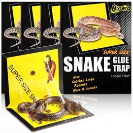 4 Packs Large Snake Glue Traps with Enhanced Stickiness 10" x 16" Baited Snakes Mice Rat Sticky Traps Pad Glue Boards for House Indoor Outdoor Pest Control Mice Rats, Easy Installation