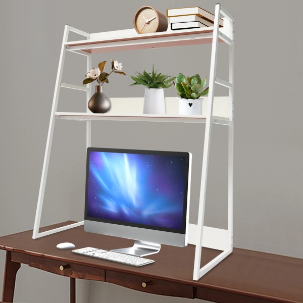 2 Layers Computer Desktop Bookcase Display Shelf Desktop Bookshelf New