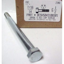 AMERICANINTEGRATEDSUPPLY.COM 7/16-14x6-1/2 Hex Head Cap Screws Grade 5 Steel Zinc Plated (2)