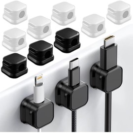 12 Pzs Organizadores de Cable Magnético, Clips de Soporte de Cable Ajustables, 12 Blancos y 12 Negros Gestión de Cables Sin Enredos, Gestión de Cables Sin Enredos para Hogar y Oficina