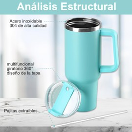 40OZ Vaso Térmico de Acero Inoxidable, Taza Aislada al Aspiradora con Tapa y Pajita, Termo de Viaje para Bebidas Frías y Calientes, Prueba de Sudor,Apto para Lavaplatos,sin BPA (Verde Oscuro)