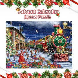 JYWQCC Christmas Advent Puzzle Calendar 2024,1008 Pieces Christmas Advent Calendar Jigsaw Puzzles,Funny Christmas Game Gifts,Xmas 24 Days Advent Countdown Gifts for Adults Teens