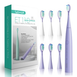 VOYOR-HEALTH Electric Toothbrush for Adults, Rechargeable Toothbrush with 6 Brush Heads, Smart Timer Sonic Electric Tooth Brush for Ultra Cleaning, Fast Charge Power Toothbrush ET110 (Purple)