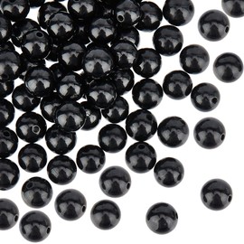 OLYCRAFT Natural Tourmaline Beads 6 mm Black Tourmaline Beads Black Tourmaline Stone Gemstone Beads Round Loose Beads for Bracelets Necklaces Jewellery Making Pack of 100