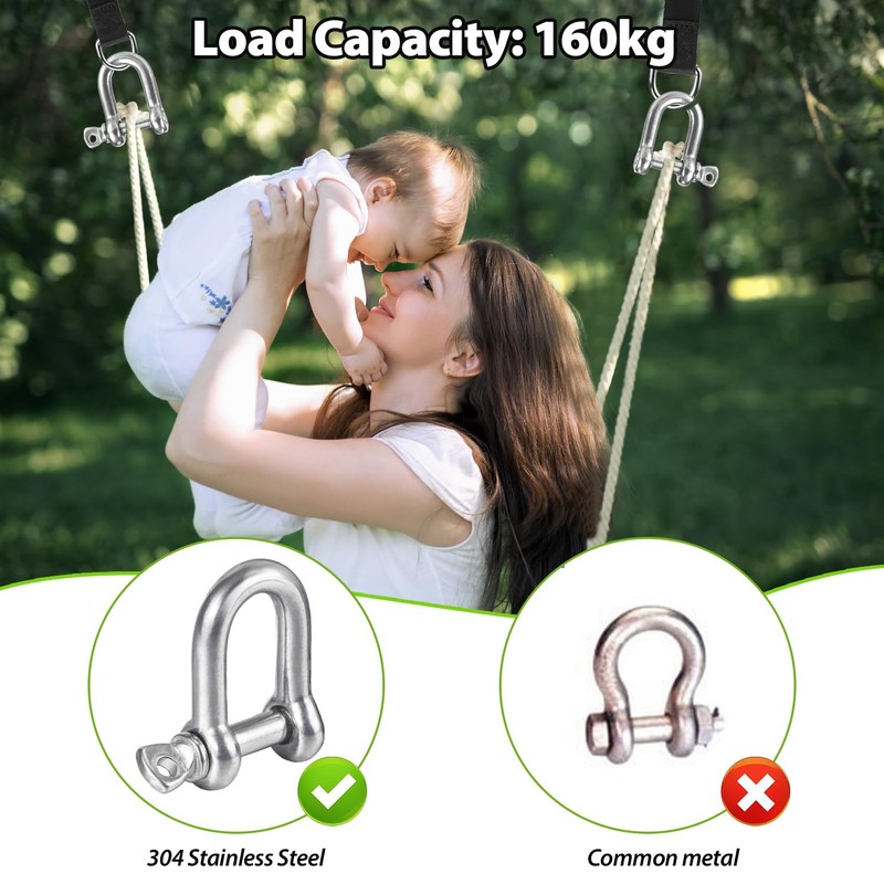 M5 Shackles Stainless Steel Pack of 12 304 D Ring