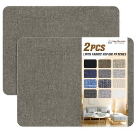 Fine Linen Repair Patches, Self-Adhesive Linen Fabric Patches, 8X11 inch 2 PCS, Multi Color, Can be Used for Linen Sofa Repair and Linen Clothes Repair(8" x 11"-2PCS,Cream-Gray)