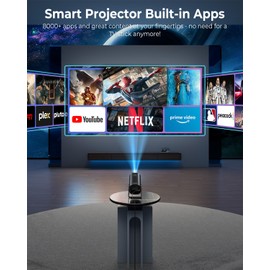 CLOKOWE Mini Projector, 4K 1080P Support projector with wifi and bluetooth,270°Adjustable Stand Outdoor Home Theater galaxy Projector with Android TV OS & 8000+APPS for Phone/TV Stick/Laptop/HDMI