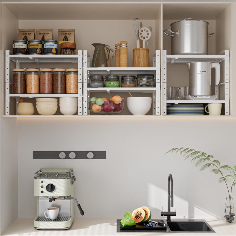 Wobmmi Expandable,Adjustable & Stackable Spice Rack, Cabinet Kitchen Countertop Shelf