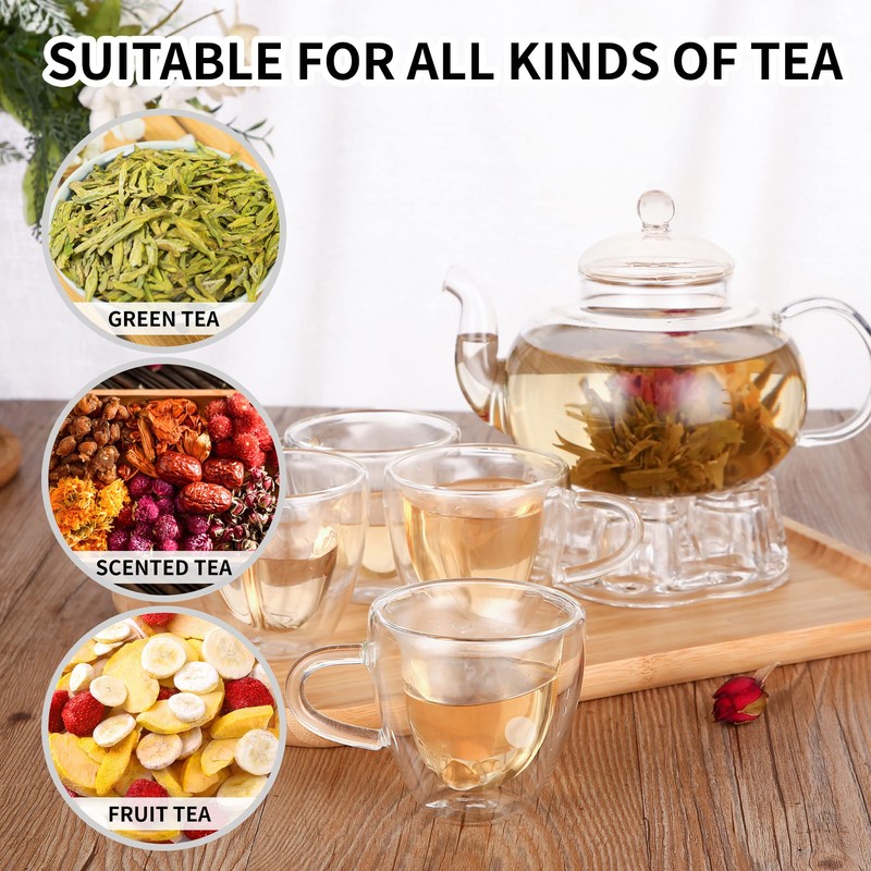 Glass Teapot Set, 40OZ/1200ml Stovetop Safe Glass Tea Kettle with