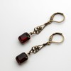 Art Deco, Art Nouveau style Earrings with Siam Ruby Red