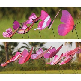 12 Garden Flying Butterfly Stake, Purple Decorative Garden Stakes