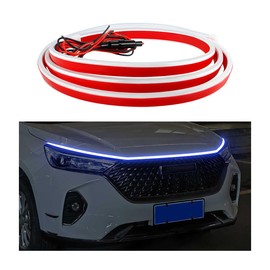 ZNDAW 59" Car Hood Light Strip, Flexible Daytime Running Light Dynamic Scan Start Up Hoodbeam Kit, Waterproof Exterior LED Strip Universal Engine Hood Decor for Cars SUVs Trucks (Blue)