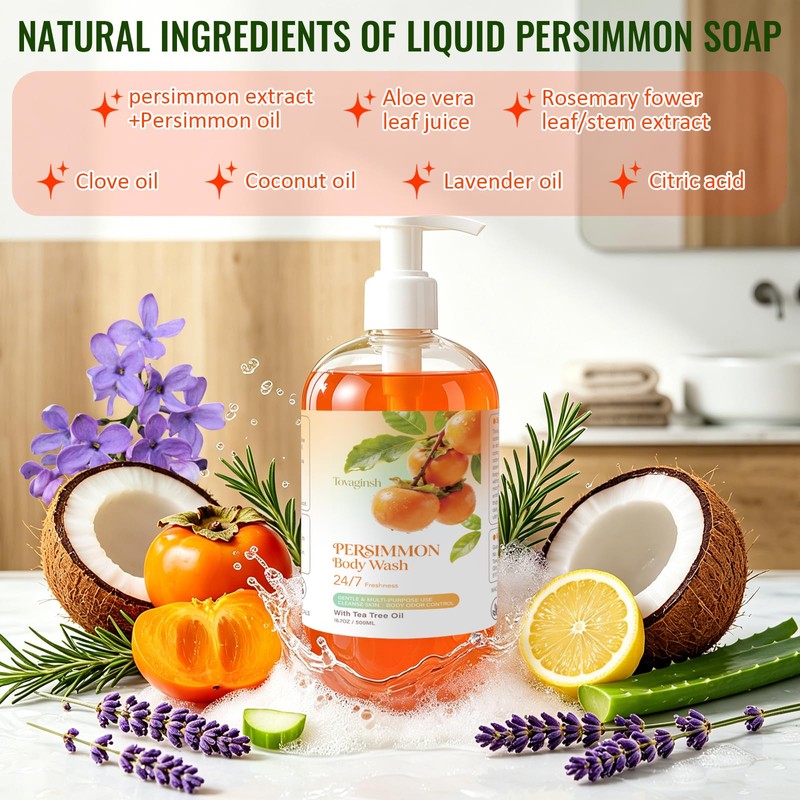 Persimmon Body Wash for Body Odor Control, Eliminate Old People