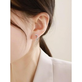 FOCALOOK Women's Hoop Earrings, 925 Silver, Hypoallergenic, Popular, Cool, Stud Accessory, Silver
